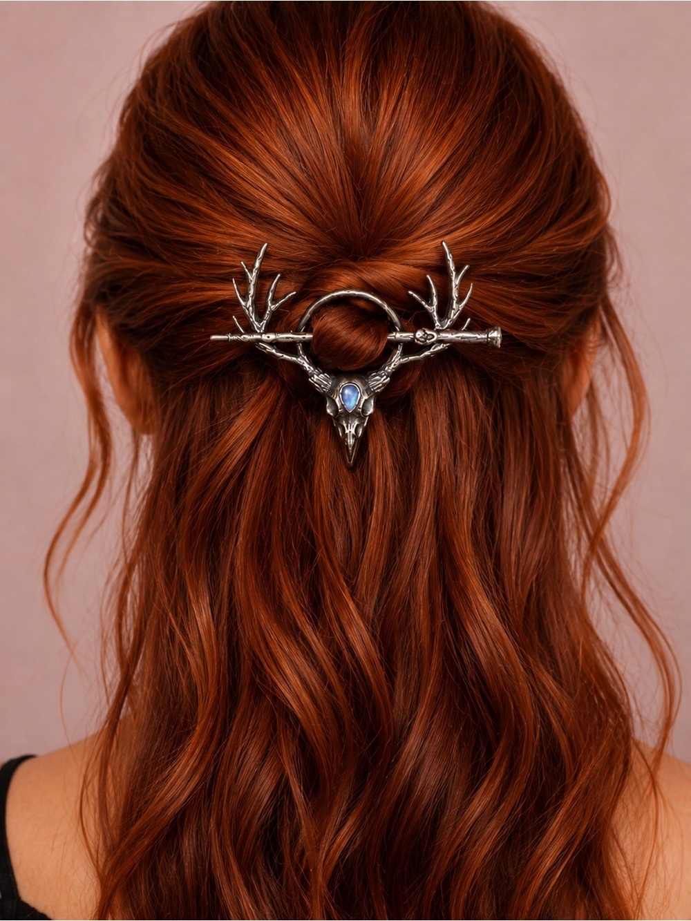 Witchy Antler Skull Hair Barrette